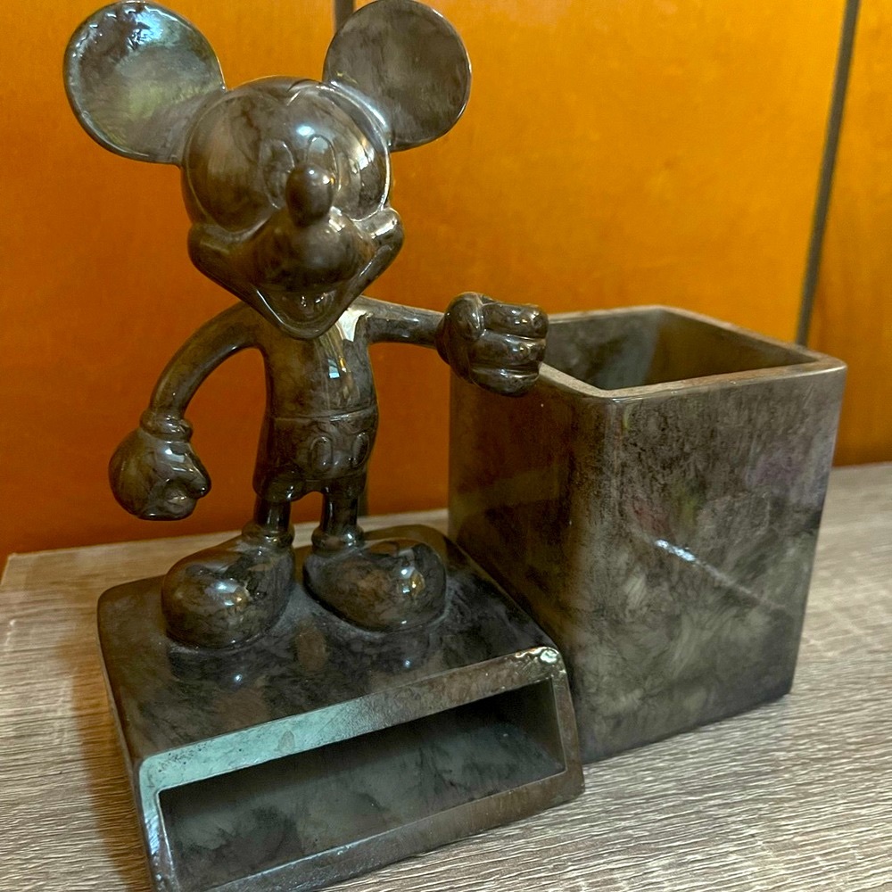 Disney Mickey Mouse Marble Office Paperweight pencil holder card holder